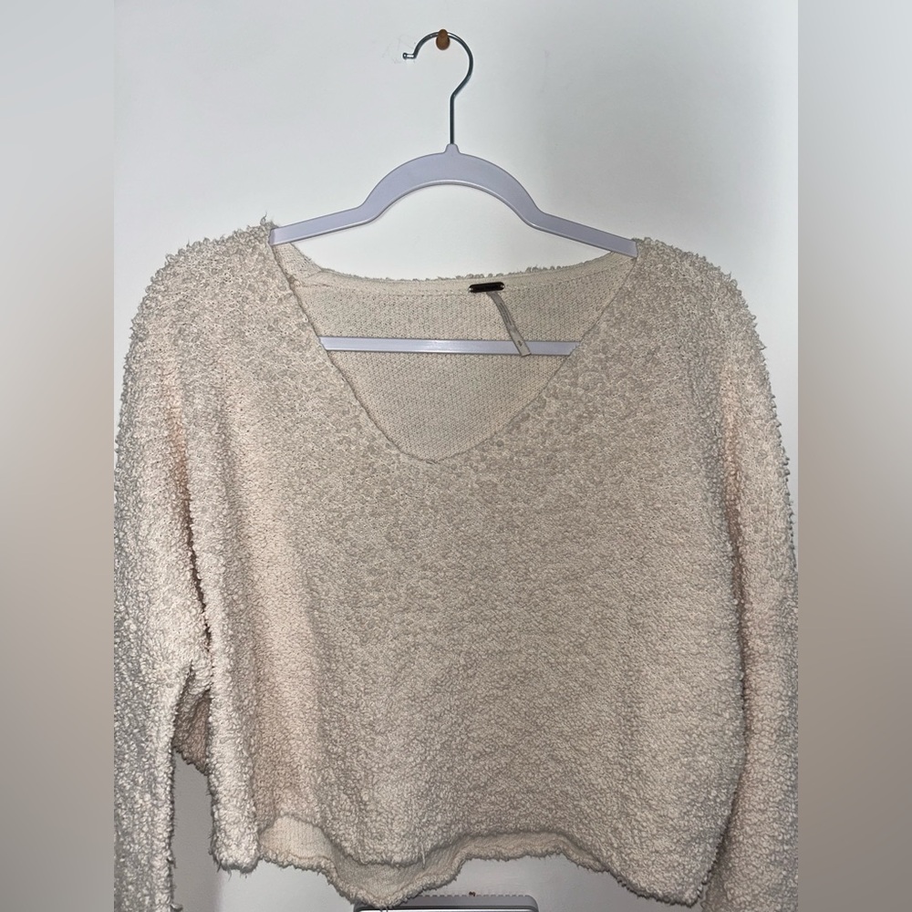 Free People Soft Cream V-Neck Sweater